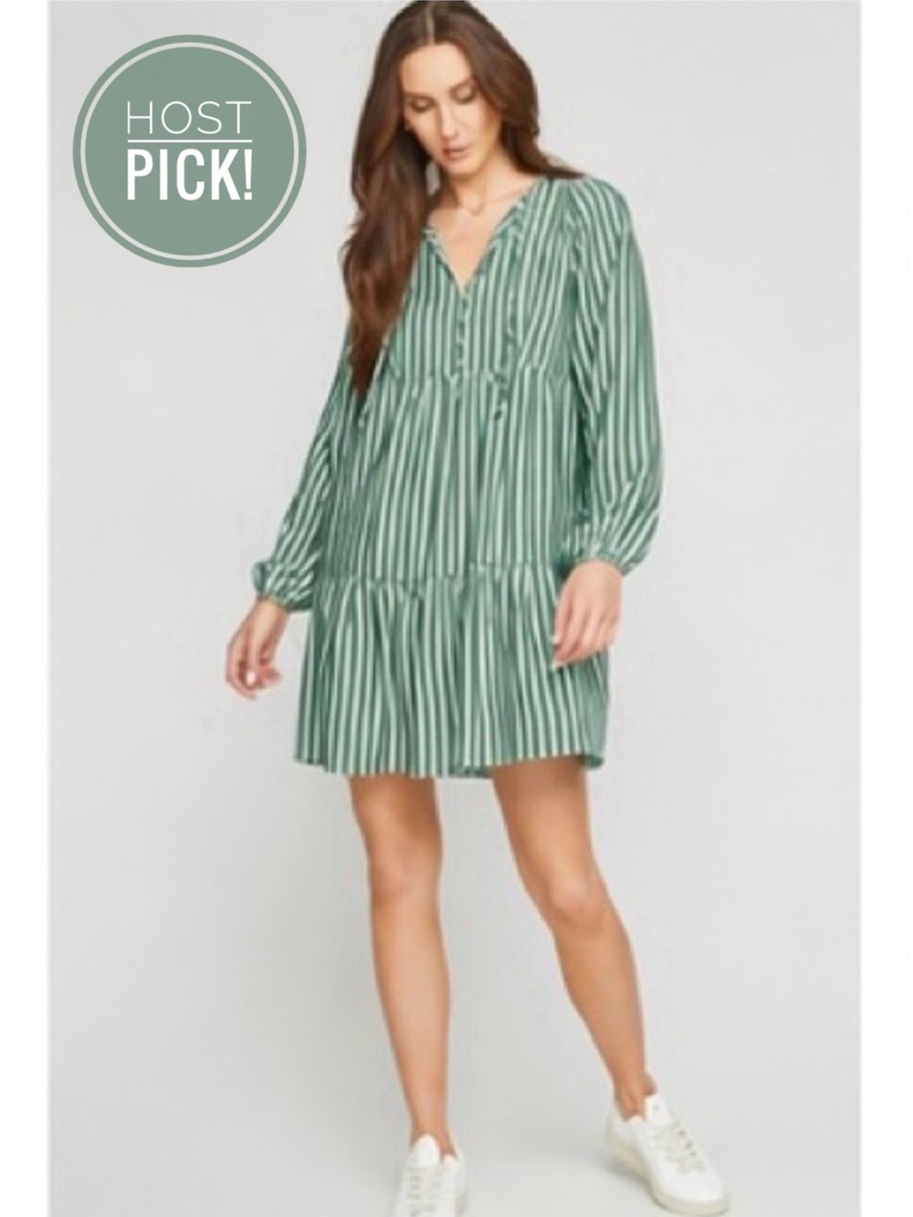 Gentle Fawn Green Striped Midi Dress